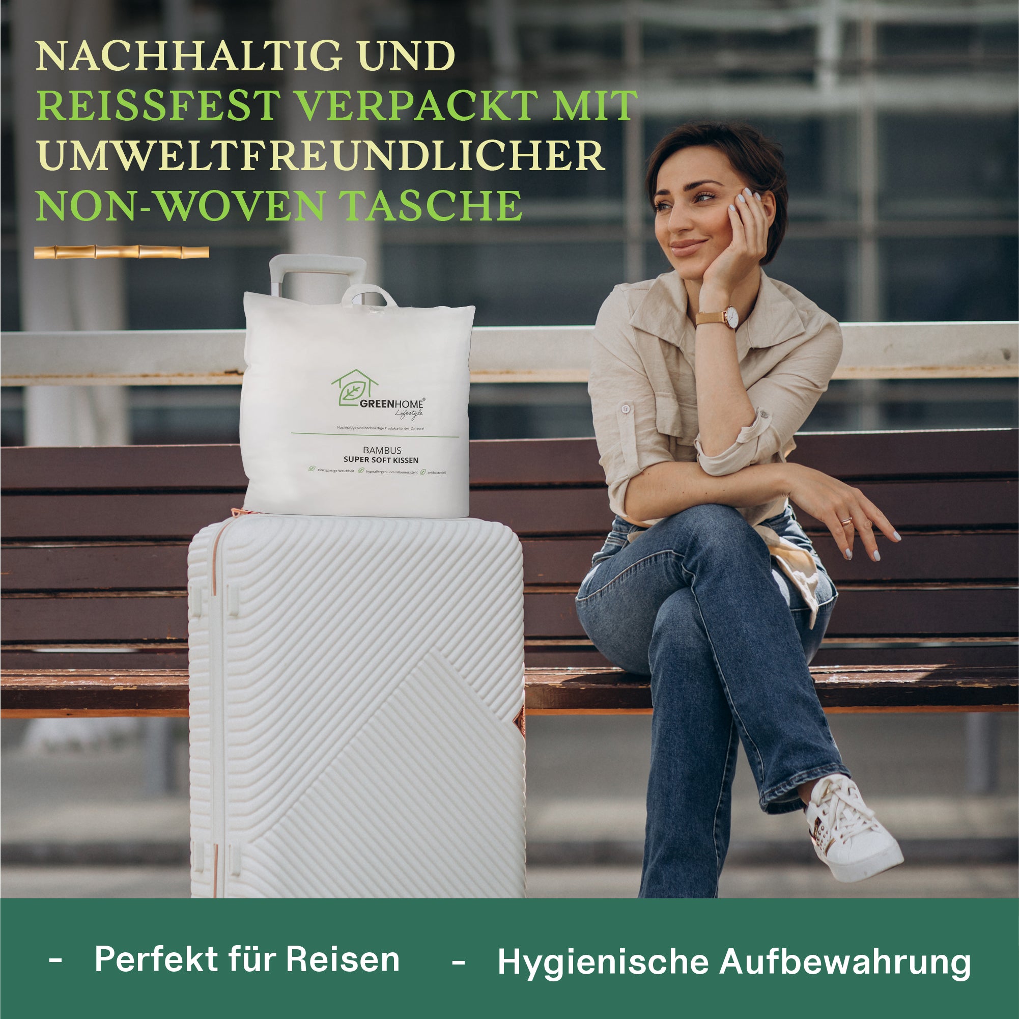 Bambus Super Soft Kopfkissen 80x80 cm I Bambus Kissen mit OEKO-TEX Bezug aus Bambus & Baumwolle I weich gefĂĽllt, waschbar, hautfreundlich & allergikergeeignet I nachhaltig & plastikfrei verpackt