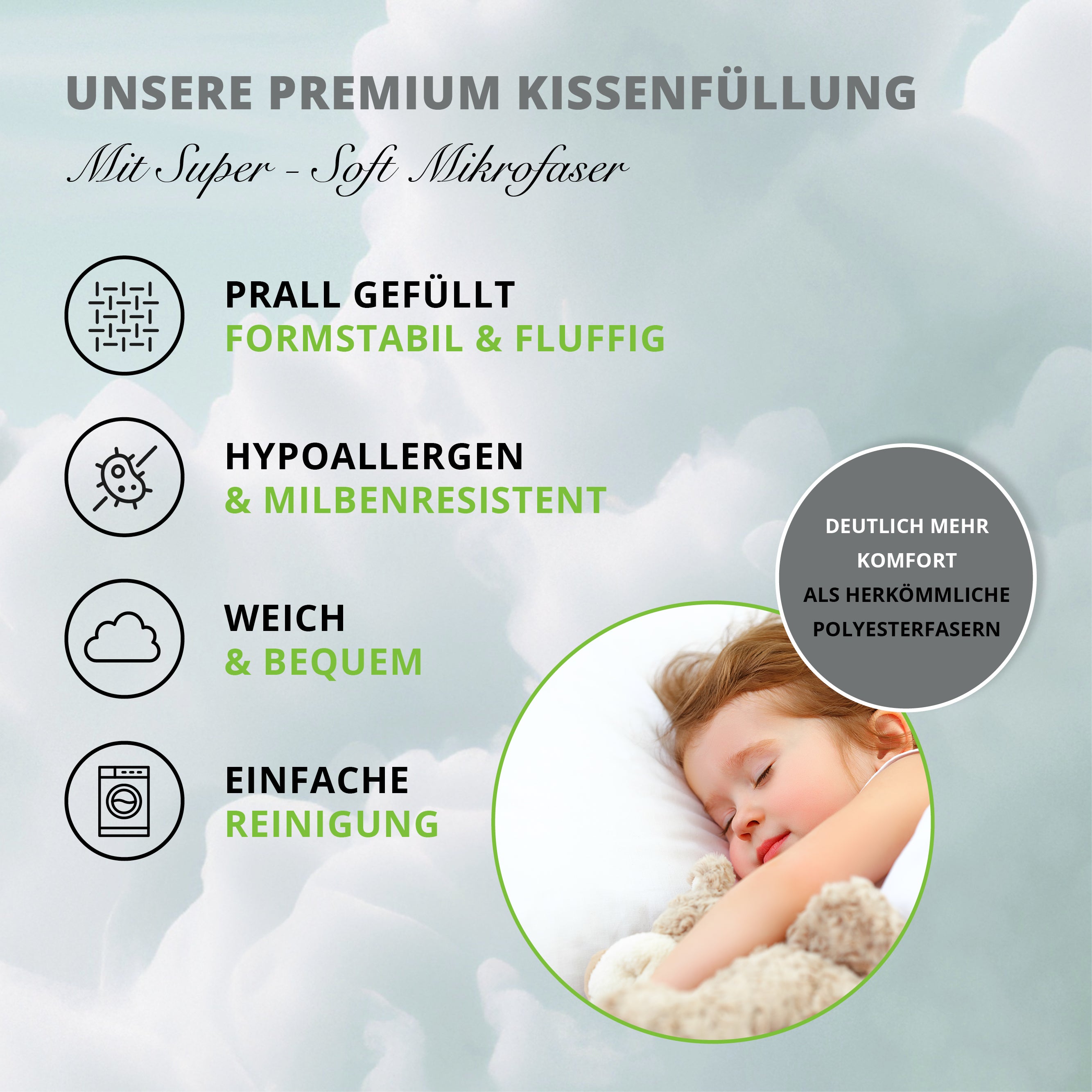 Bambus Super Soft Kopfkissen 40x80 cm I Bambus Kissen mit OEKO-TEX Bezug aus Bambus & Baumwolle I weich gefĂĽllt, waschbar, hautfreundlich & allergikergeeignet I nachhaltig & plastikfrei verpackt