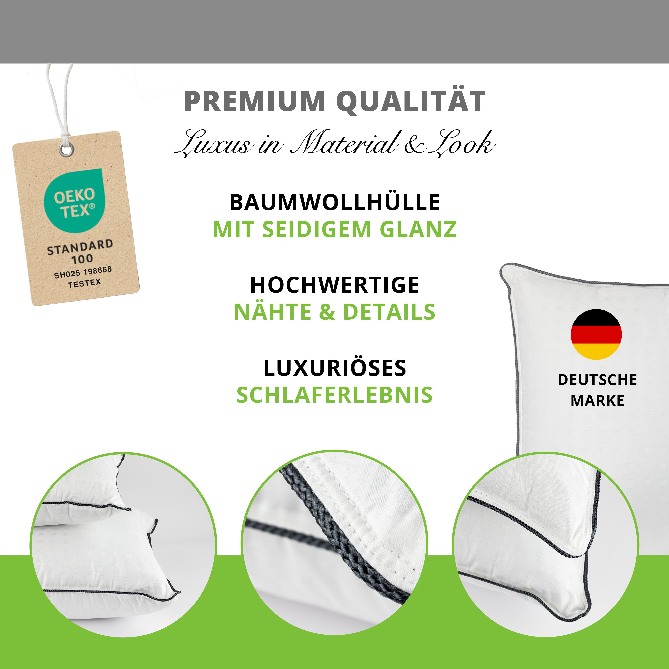 Greenhome Lifestyle Sofakissen 40x60 cm – Formstabiles Zierkissen mit Bambus-Aktivkohlefaser, OEKO-TEX Baumwollbezug & nachhaltiger Non-Woven Verpackung