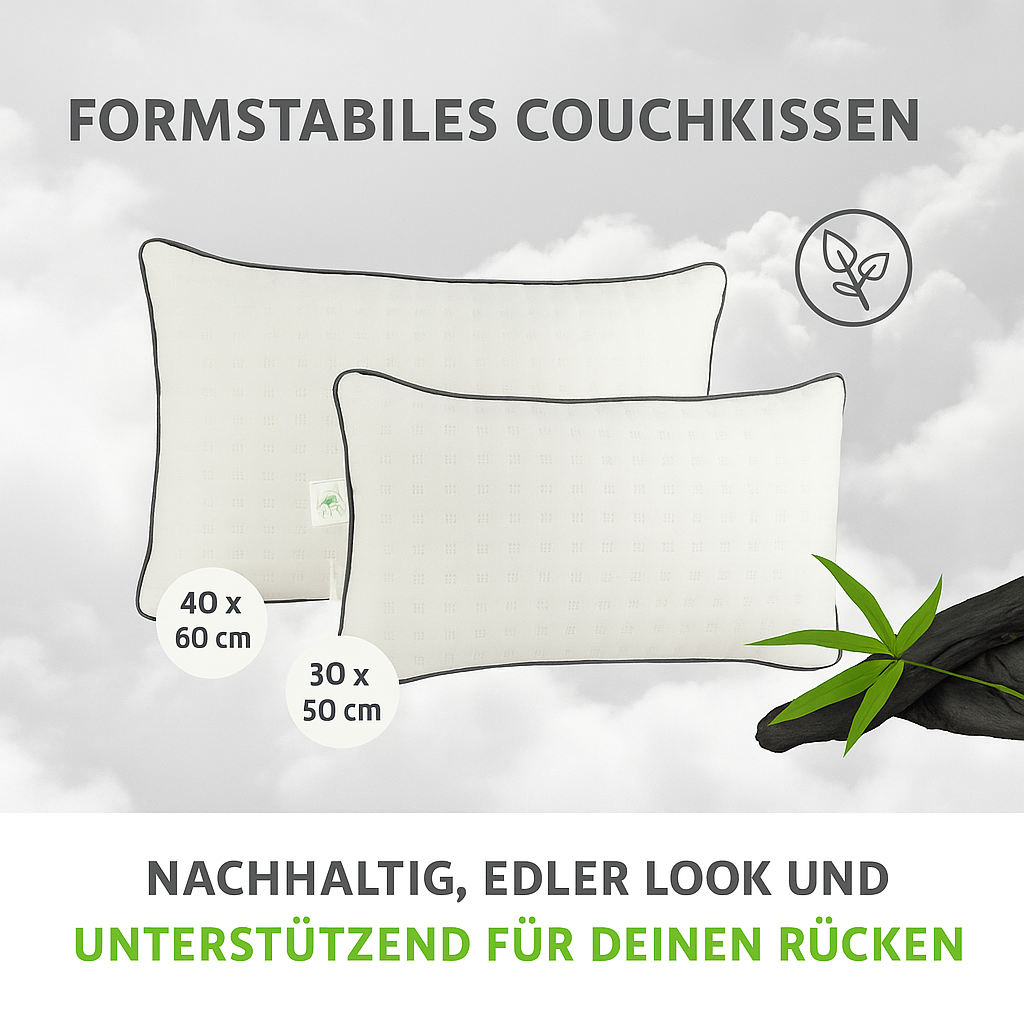 Greenhome Lifestyle Sofakissen 30x50 cm – Formstabiles Zierkissen mit Bambus-Aktivkohlefaser, OEKO-TEX Baumwollbezug & nachhaltiger Non-Woven Verpackung