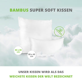 Premium Bambus Kopfkissen 40x80 cm - Super Soft Microfaser | Nachhaltiges Bamboo Kopfkissen | Antiallergisch | OekoTex 100 Zertifiziert | Hochwertiges Ergonomisches Bettkissen