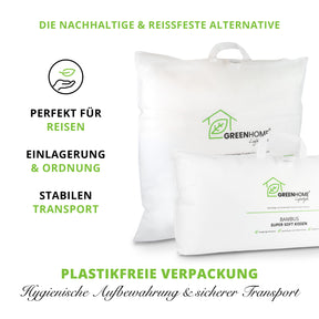 Premium Bambus Kopfkissen 40x80 cm - Super Soft Microfaser | Nachhaltiges Bamboo Kopfkissen | Antiallergisch | OekoTex 100 Zertifiziert | Hochwertiges Ergonomisches Bettkissen