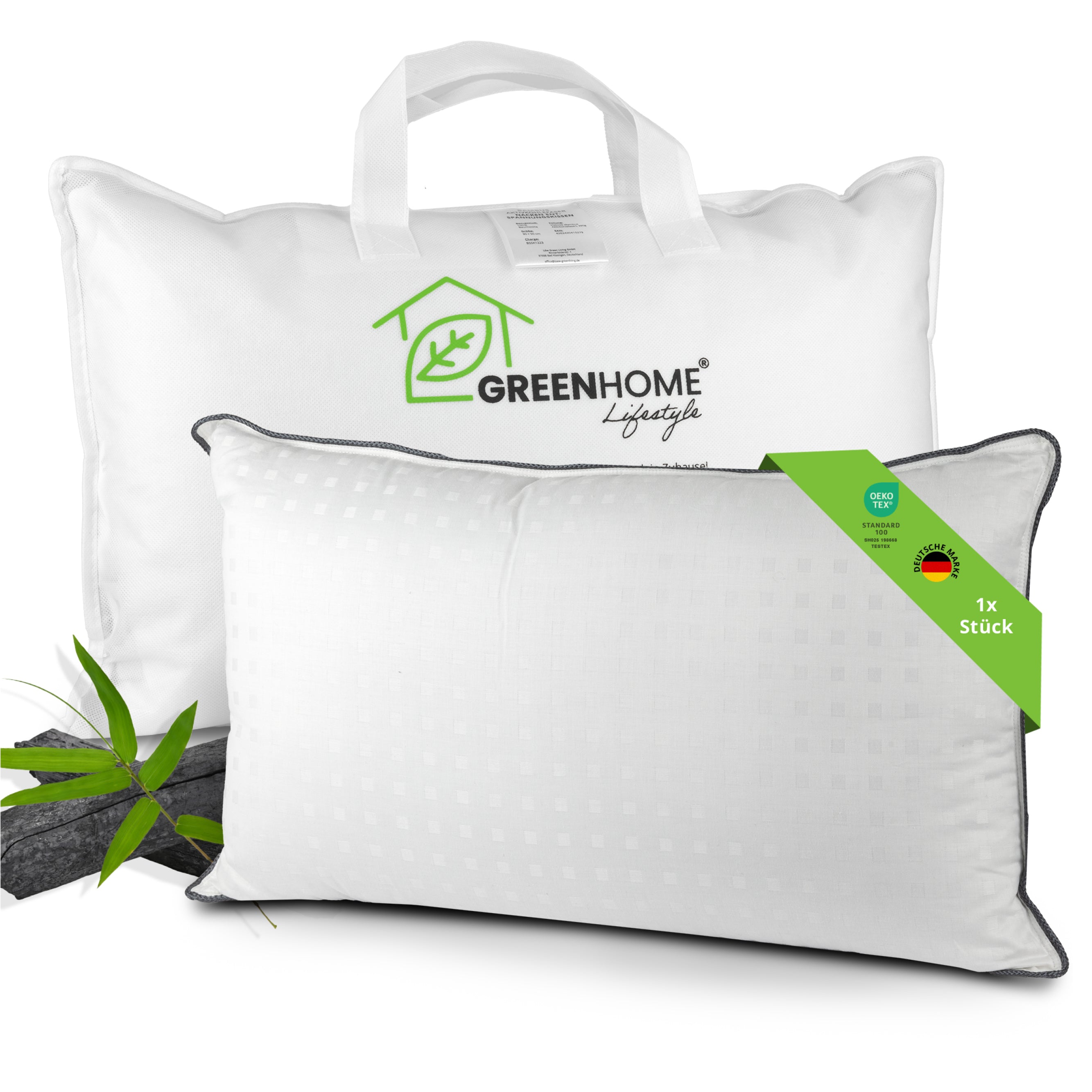Greenhome Lifestyle Sofakissen 30x50 cm – Formstabiles Zierkissen mit Bambus-Aktivkohlefaser, OEKO-TEX Baumwollbezug & nachhaltiger Non-Woven Verpackung