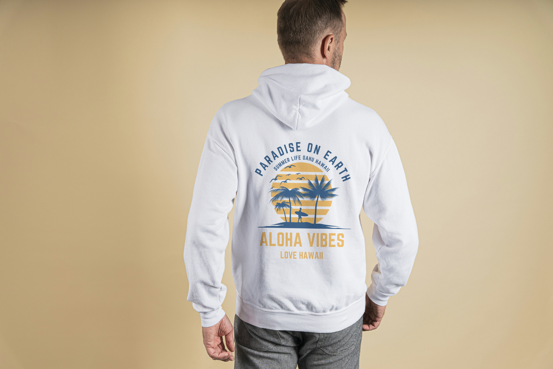 Herren HigherBlanks Premium Hoodie beidseitig bedruckt- Baumwolle - Hawaii Kollektion